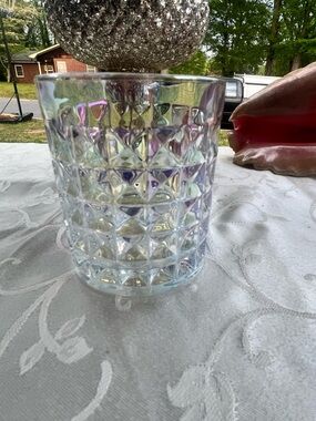 Iridescent Textured Glass Tumbler - Clear